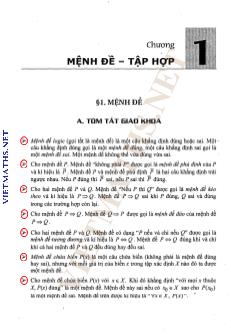 Đề ôn tập môn Toán Lớp 10 - Chương 1 Mệnh đề. Tập hợp